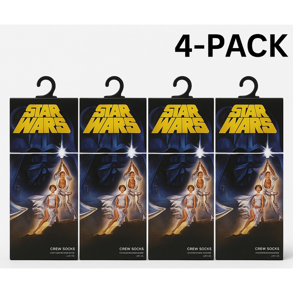 STAR‎ WARS Crew Socks Lot 4 Packs Mens Size 6.5-12 8 Pairs Polyester Spandex New